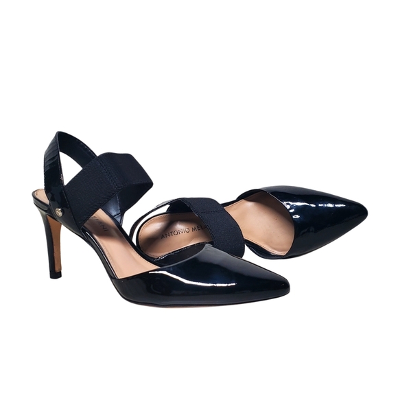 ANTONIO MELANI Black Heels with Slingback Design and Stiletto Heel - Picture 1 of 13